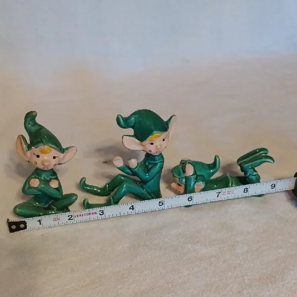 Charming Green Elf Figurines Set 1950's Japan